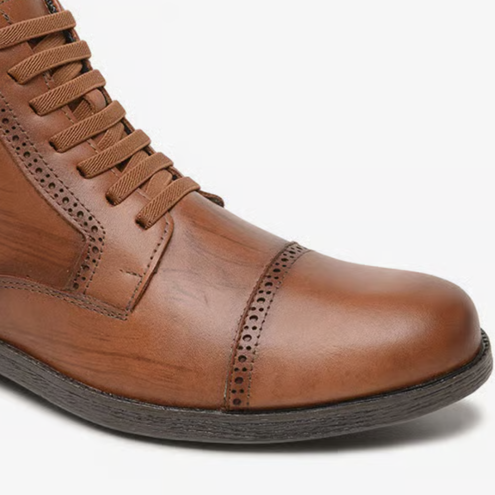 Botina Masculina Wood Marrom Riscado Couro | Franca Griffe