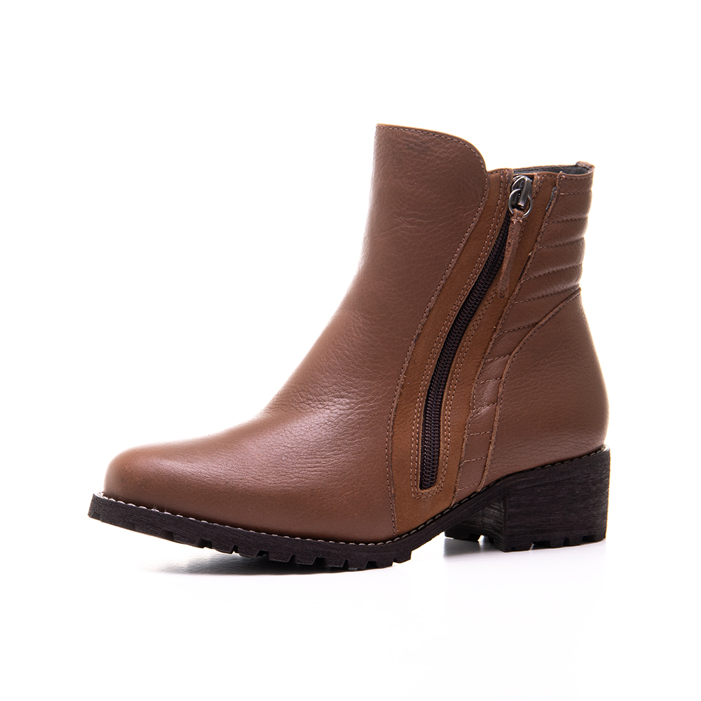 Coturno Baixo em Couro Marrom - 5207 - Botas, Cano curto- MZQ