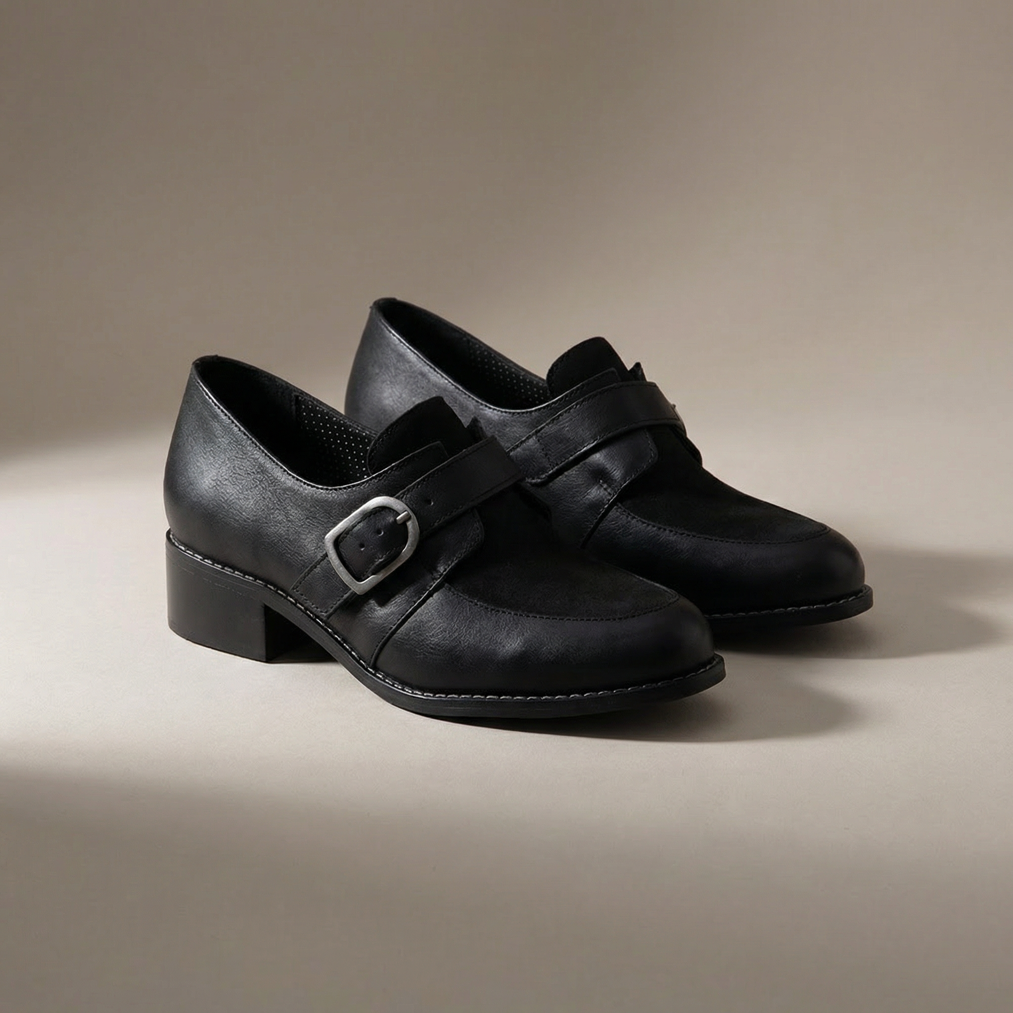 まさ Sapato Feminino Salto Baixo Preto - 3078 - Sapatos, Oxford- MZQ