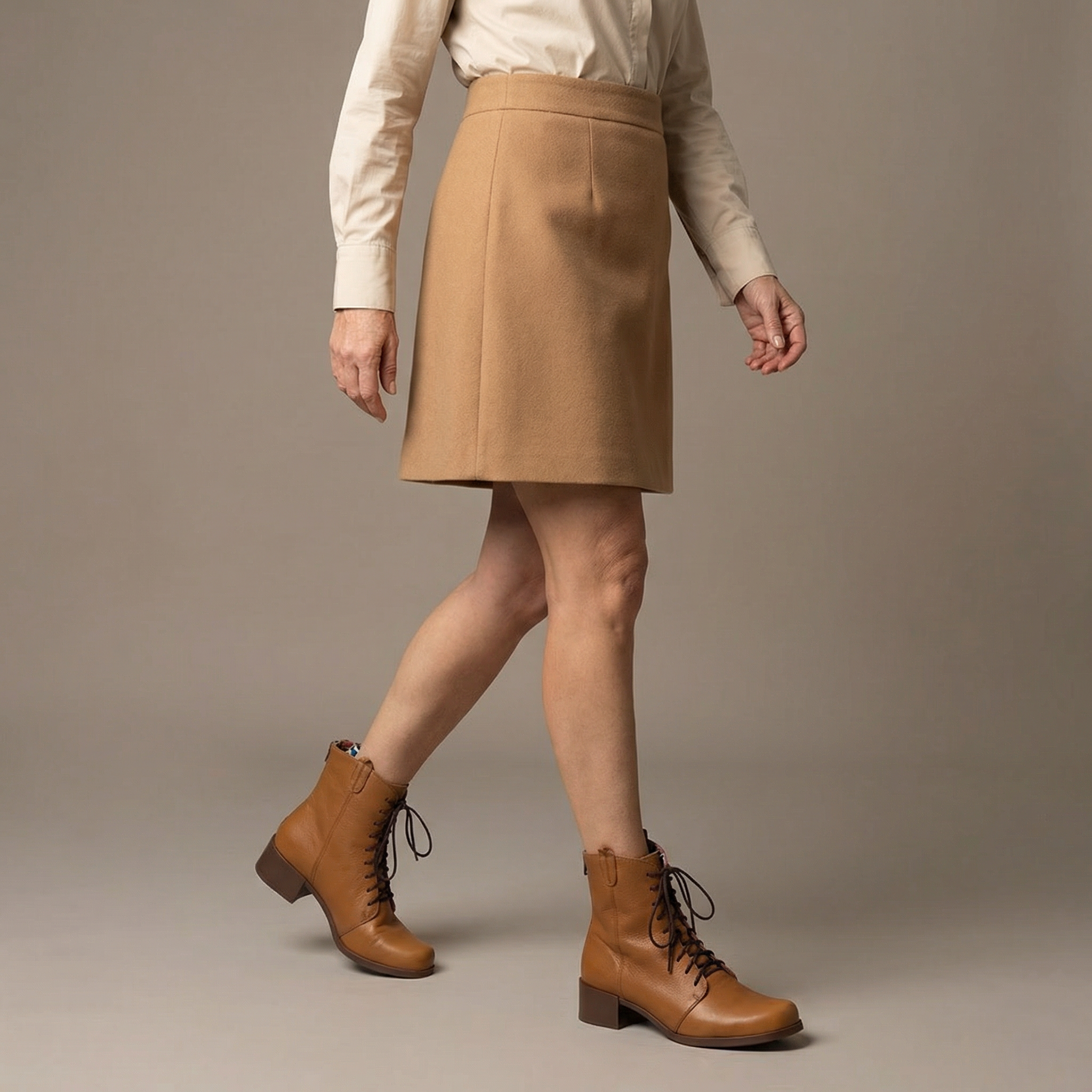 まこ。 Coturno de Cadarço Mostarda - 4993 - Botas, Cano curto- MZQ