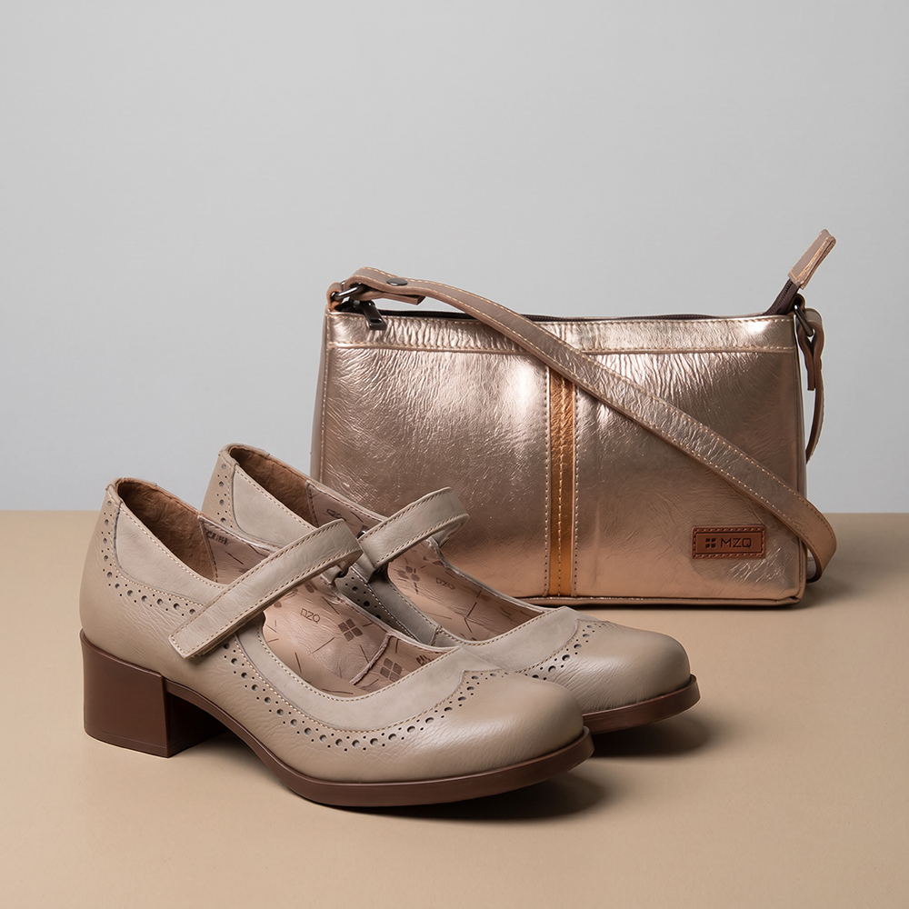 Combo Sapato 4947 Cinza + Bolsa 39 Ouro Velho - Combos- MZQ