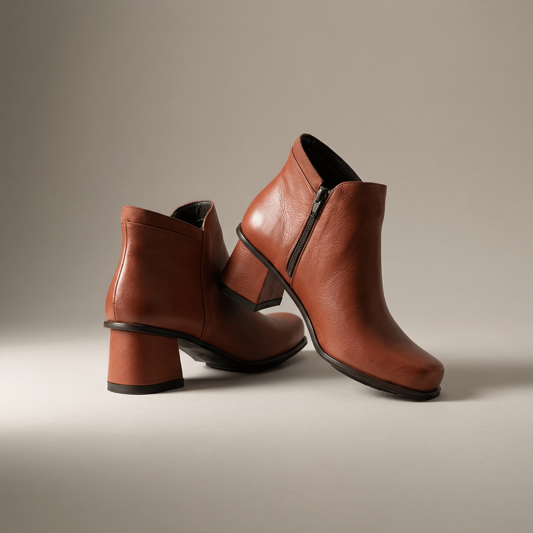 Bota Cano Curto Salto Bloco Laranja - 7460 - Botas, Cano curto- MZQ